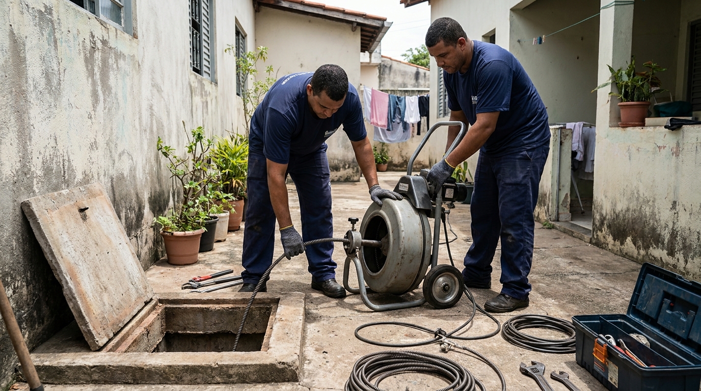 Desentupimento de Coluna Sanitária na Cidade Nova, Uberaba‑MG