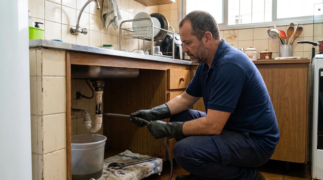 Desentupimento de pia da cozinha em Uberaba-MG