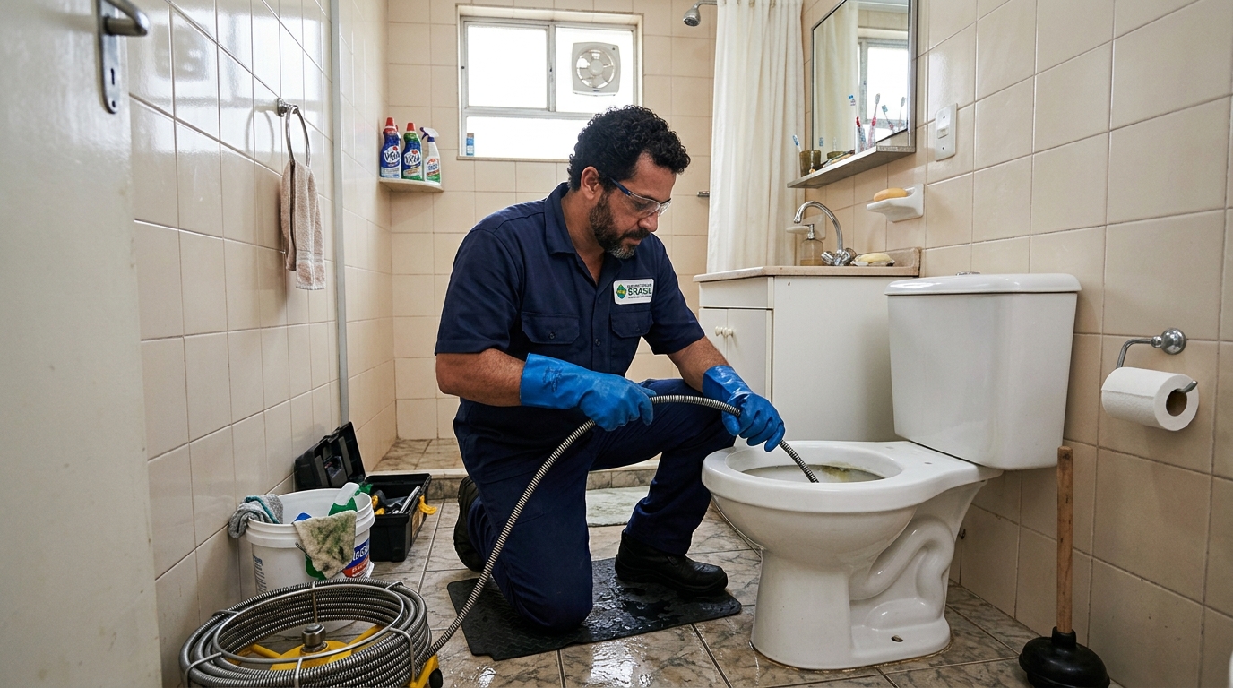 Desentupimento de vaso com equipamento em Uberaba-MG