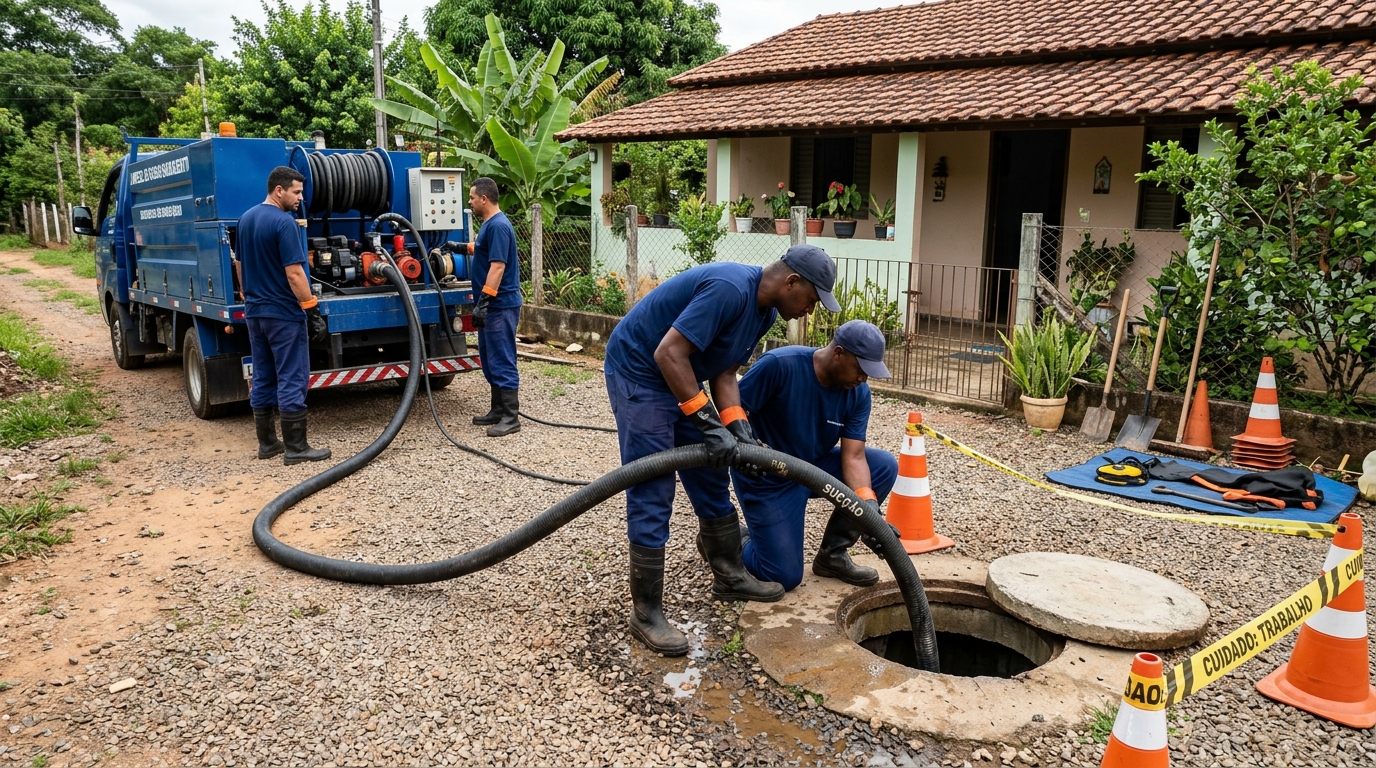 Equipe de desentupimento de fossa em Uberaba-MG