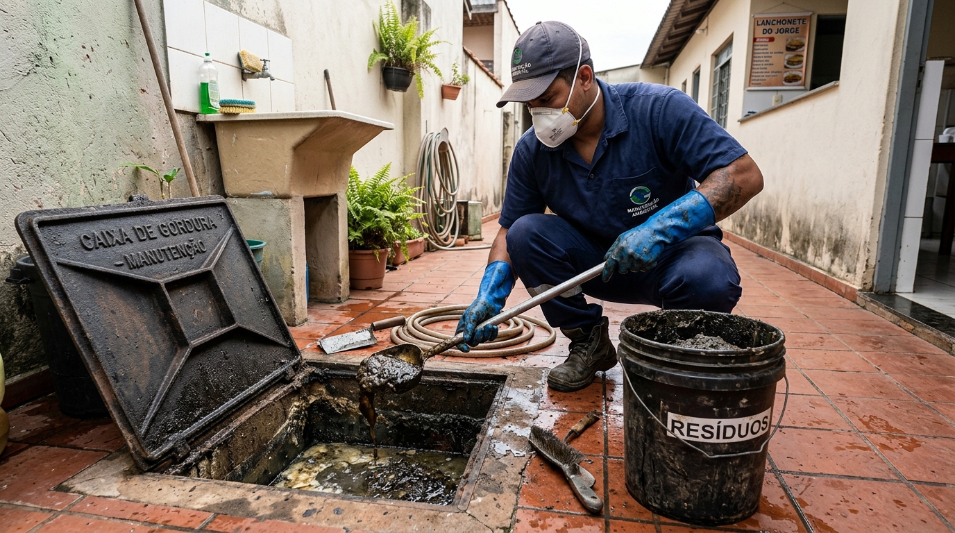 Remoção de lodo de caixa de gordura em Uberaba-MG